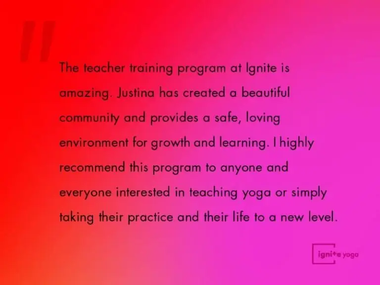 Yoga Teacher Training Testimonial in Centerville Ignite Yoga