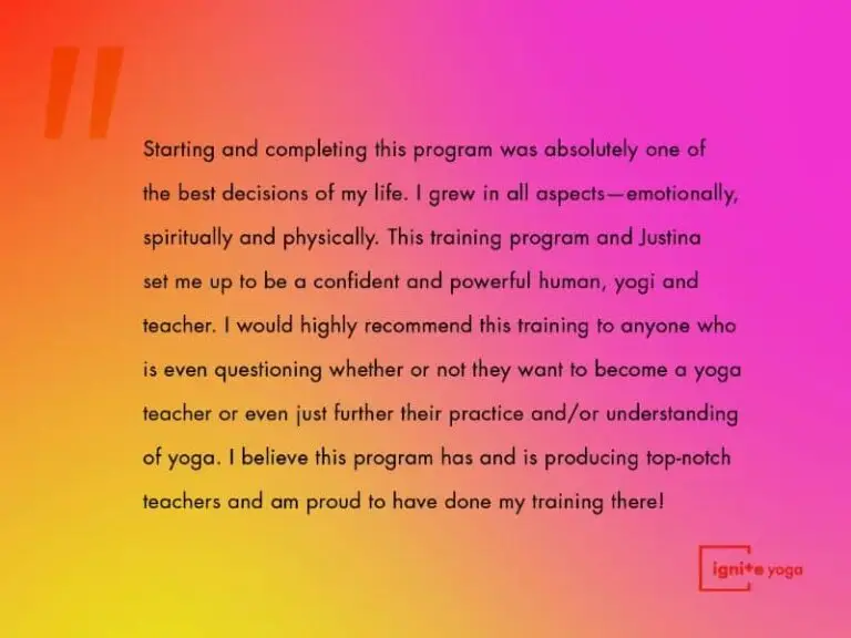 Yoga Teacher Training Testimonial in Centerville Ignite Yoga